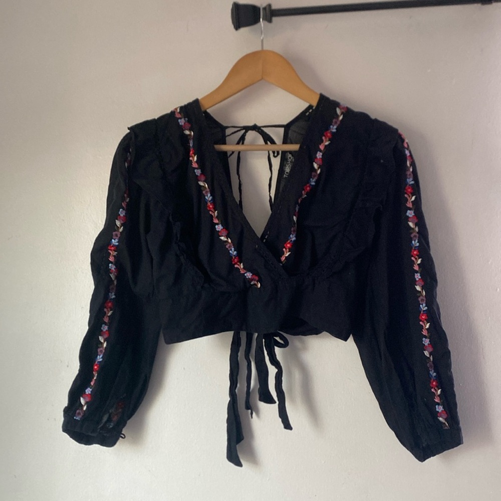 Topshop 6 Embroidered Crop Top